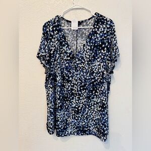 Lane Bryant Blue Ruched Short Sleeve Blouse